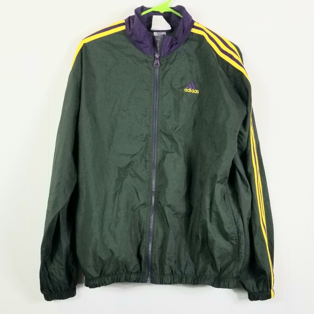 Vintage Adidas jacket  green purple  and yellow  sz L